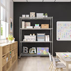 Seville Classics UltraDurable Heavy Duty NSF Solid Steel Wire Rack Storage Unit, Organizer for Garage, Warehouse, Office, Restaurant, Classroom, Kitchen, Steel, 4-Tier Shelving, 60" W x 24" D