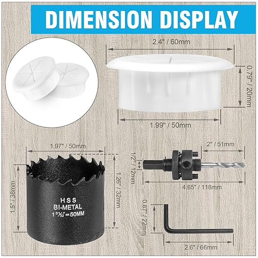 2" White Desk Grommet, JTemgle Flexible Cable Grommet with Bi-Metal Hole Saw Rubber Cable Hole Cover Wire Organizer Caps Desktop Cord Management for Home Office TV Stands Tabletops, 13 Pieces