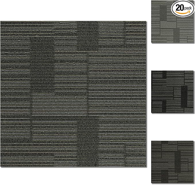 24" x 24" Self-Adhesive Carpet Tiles, 20 Pack Peel and Stick Carpet Squares for Indoor Flooring, Non-Slip Squares Carpet Floor Tile for Basement, Bedroom, Office, Easy DIY Installation