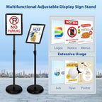 6-Packs Sign Holder Stand for Display 8.5x11 Inch - Adjustable Floor Standing Sign Holder - Pedestal Poster Stand with Vertical & Horizontal View, Indoor/Outdoor Business & Store Signage(Black)