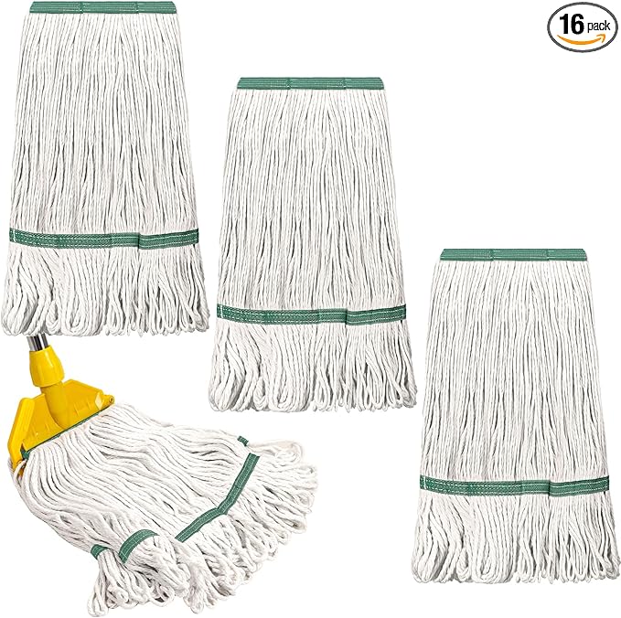 Eccliy 16 Pack Heavy Loop End Cotton String Mop Head Heavy Duty Mop Head Commercial Refills Replacement Bulk for Home Industrial Commercial Floor Cleaning