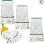 6 Pack Heavy Loop End Cotton String Mop Head Heavy Duty Mop Head Commercial Refills Mop Head Replacement for Home Industrial Commercial Floor Cleaning(White, Green)