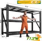 Bepatio 77" W Garage Shelving Storage Shelves, 3 Tier Metal Shelving Unit Heavy Duty for Storage, Adjustable Black Shelves for Commercial, Industrials, Garage, Basement, 77.2" W*23.7" D*66.2”H