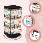 360 Rotating Earring Display Stands for Selling, Earring Rack Display Holder Stand, Jewelry Display for Vendors Selling Earring Cards, Necklaces, Bracelets, Hair Accessories (48 Hooks)