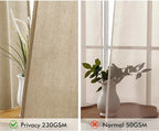 MIULEE Non-See-Through Privacy Linen Curtains 2 Panels, Light Filtering Window Curtains Farn House Textured Back Tab Semi Sheer Drapes for Bedroom Living Room, 52 x 108 Inches Long, Copper Brown