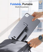 Magnetic iPad Stand with Wireless Charging, 18W Charger, Suction Cup Base, 360° Rotating Panel & Foldable, ONLY for iPad Pro11"(4th/3rd/2nd), Air11"(M3/M2), Air10.9"(5th/4th), Work & Study Desk - Gray