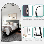 TinyTimes 78''x38'' Oversized Full Length Mirrors, Arched Floor Mirror with Stand, Full Body Large Standing Mirror/Leaning/Hanging Wall Mounted for Living Room, Bedroom, Black