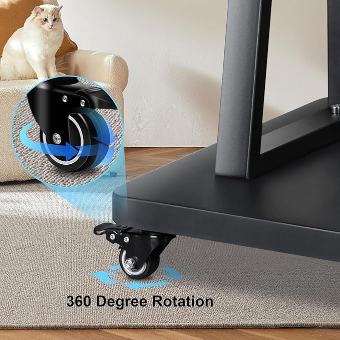 Smart Board Stand with Wheels,Height Adjustable Mobile Rolling Stand for Classroom & Office, Holds up to 300lbs, Whiteboard Portable Cart on Wheels (for 43-65 Inch Smart Board)