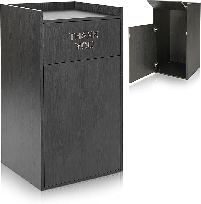 Alpine Industries Restaurant Trash Can Cabinet - Commercial Trash Can 40 Gallon, Garbage Receptacle Indoor with Tray Holder for Restaurants, Cafeterias (Espresso Black)
