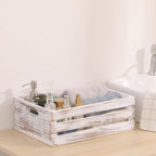 Large Size Wood Crates For Storage,Decorative Vintage White Wooden Crates For Display,Handmade Solid Wood Boxes,Set Of 3 Rustic White Wooden Crate. (vintage white)