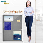 38"x28" Enclosed Bulletin Board Tamper-Proof Dispaly Case,Grey Fabric&Aluminium Frame,Shatter Resistant Lockable Bulletin Board with Clear Acrylic Door for School,Office,Mall,Community,Hospital,Church