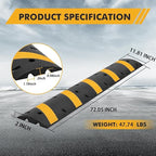 2 Pack 6 ft Speed Bumps - Heavy-Duty Rubber Construction, Dual Channel Floor Cord Cover, High Visibility Design, Non-Slip Surface, Easy Installation and Modular Design
