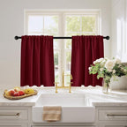 PONY DANCE Burgundy Short Blackout Curtains for Kitchen 2 Panels Set, Thermal Insulated Half Window Drapes for Christmas Decorations, Small Curtains for Bathroom, W 29 x L 24 inches, Red