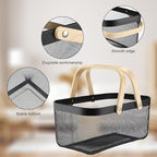 Sadnyy 4 Pcs Metal Wire Storage Basket with Handle Mesh Harvest Durable Vegetables Fruit Basket for Garden Organizing, Kitchen, Countertop, Closet, Bedroom (16 x 9.8 x 7.1 Inch,Black)