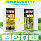 Pataku Metal Storage Cabinet, 71" Garage Cabinet with Doors and Shelves Lockable Steel Multifunctional Cabinets, File Cabinets for Home, Office, Garage, Warehouse(White Grey)