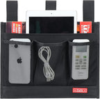 Hanging Bedside Caddy, Bedside Storage Organizer for Magazine, Phone, Remote control (Classic4 Pockets-Black)