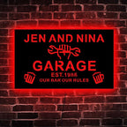Custom Garage LED Sign, 12.0 inches × 7.0 inches, Wood, Art Deco, Personalized Garage Neon Light, Wall Mount, Neon Light, Property Decorative Signage