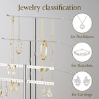 pickpiff Silver Jewelry Stand Holder Organizer: 14.5" Sturdy Hanger for 80 Pcs Jewelry, Jewlery Tower for Display Necklace, Earring, Bracelet, Watch