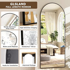 GLSLAND 26" x 71" Arched Full Length Mirror - Black Full Body Mirror - Extra Large Floor Mirrors for Bedroom, Living Room, Bathroom