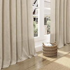 Nanspring Eggshell Beige 63 Inch Curtains for Living Room Linen Blend Luxury Light Filtering Semi Sheer Curtain Back Tab Rustic Decor Neutral Elegant Drapes for Bedroom Office 52x63, 2 Panels
