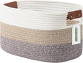 Cotton Rope Basket, Storage Baskets with Handle, 15x10x9 Inch Woven Basket for Shelves, Laundry, Towels, Clothes, Books, (Gradient Brown 1 Pack)
