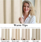 H.VERSAILTEX Linen Blackout Curtains Durable Thick Textured Linen Look 100% Blackout Patio Door Curtain Anti Rust Grommet Extra Wide Sliding Door Curtain Panel, Bleached Sand, W100 x L108 inch