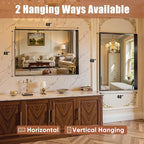 48"x40" Black Framed Bathroom Mirror, Large Rectangular Vanity Mirror, Aluminum Metal Frame, Wall Farmhouse Modern Wall-Mounted Mirrors for Bathroom, Bedroom, Living Room, Over Sink
