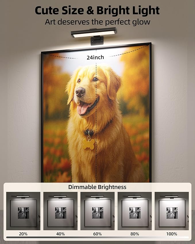EZVALO Picture Light for Wall, Rechargeable 2400mAh Battery Lights Wireless Remote, 3 Color & Dimmable Magnetic 8'' LED Lights Display for Painting, Living Room, Gallery, Bedroom, Dashboard(Black-3P)