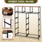 WLIVE Storage Organizer Unit with 11 Fabric Bins, Storage Drawers Organizer with Steel Frame, Tall Storage Tower Organizaton for Living Room, Hallway, Office, Rustic Brown