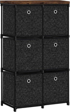 Small Fabric Dresser with 6 Drawers, Tall Cube Organizer for Closet, Storage Drawer Unit Chest of Drawers for Bedroom, Living Room, Hallway, Dorm, Black