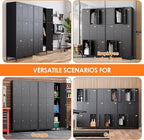Aobabo New 9 Doors Metal Storage Locker for Employees, Lockable Steel Locker with Name Card Slot and 27 Hooks for School Office Gym Garage, Black, Assembly Required
