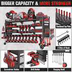 49.8" W Super Large Power Tool Organizer Wall Mount,4-Layer Heavy Duty Tool Storage with 18 Cordless Drill Holder,600 lb Capacity Garage Organization for Garage and Workshop (Black)