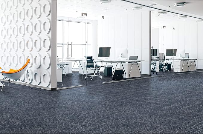 Mohawk Elite 24" x 24" Berber (Loop pile), 0.08" Pile Height, Carpet Tile, Nylon Fiber, Navy Color, (1 Tile)
