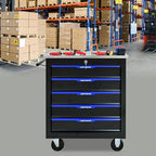 5-Drawer Heavy-Duty Rolling Steel Tool Cart with Handle&Wheels, Metal Storage Organizer Cabinet, Tool Chest for Efficient Tool Storage in Garage, Warehouse, Workshop, Repair Shop, Blue