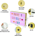 BONNYCO Cinema Light Box A4 Shiny Gold 16 Colors with 400 Letters, Emojis, 10 Premium Cards, Remote Control and 2 Markers. Led Light Up Sign, Novelty Gifts for Women. Gifts for Girls Christmas