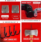 Extra Thick Black 1/4'' Pegboard Hooks for Hanging Tools, Set of 70 Pieces 1/4'' Black Peg Board Accessories Peg Hooks, Peg Board Attachments for Tools Organization