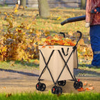 27 Gal/180 LBS Capacity Shopping Cart, Upgrade Huge Grocery Cart on Wheels,Heavy Duty Foldable Utility 360° Rolling Swivel Wheels for Shopping Picnic Groceries Laundry (Khaki)