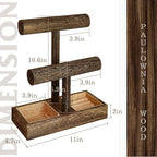 LadyRosian 2 Tier Wooden Display Jewelry Accessory Stand Jewelry Bracelet Holder Bangle Watch Necklace Storage Jewelry Box Organizer, (Brown-2 layers)