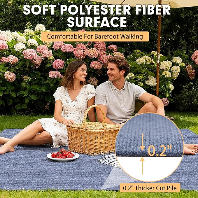 Marine Carpet,6 FT x 14 FT Blue-Gray Indoor Outdoor Carpet 0.2" Thick Boat Carpet with Water-Proof TPE Backing, Non-Slide Outdoor Marine Carpet Roll for Home, Patio, Porch, Deck