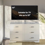 Dresser with Power Outlets Wooden 6 Drawer Dresser with USB and Type C Port Chest of Drawers for Bedroom Tall White Storage Organizer for Living Room Hallway Closet