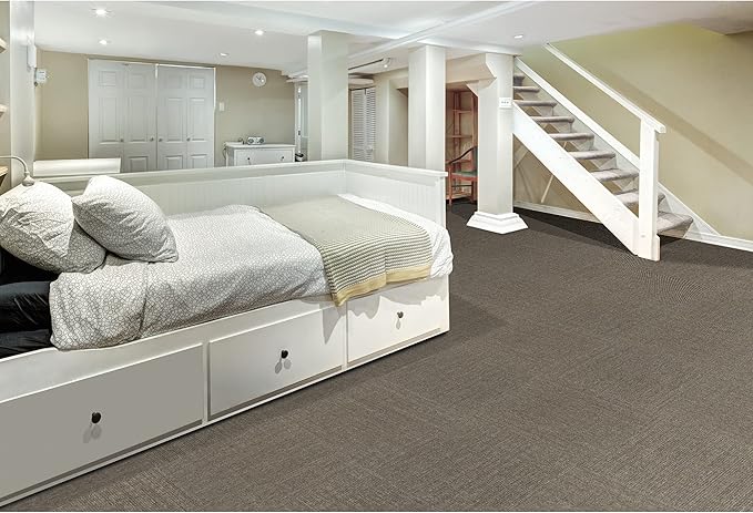 Mohawk Basics 24" x 24" Berber (Loop pile), 0.09" Pile Height, Carpet Tile, PET Fiber, Neutral Color, (24 Tiles), (96 sqft/carton)
