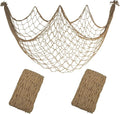 2 Pack Fish Net Decorations - 80x40 Inch Brown Fishing Net Decor for Under The Sea Hawaiian Beach Themed Party, 3mm Thick Natural Cotton Versatile Nautical Netting for Party Wall Table Ceiling Decor