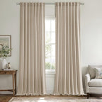 MIULEE Non-See-Through Privacy Linen Curtains 2 Panels, Light Filtering Window Curtains Farnhouse Textured Back Tab Semi Sheer Drapes for Bedroom Living Room, 52 x 96 Inches Long, Taupe