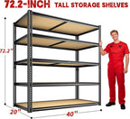 40" W Garage Shelving 2250LBS Storage Shelves Adjustable Metal Shelving 5 Tier Garage Utility Rack Shelf for Warehouse, Pantry, Closet, Kitchen 72.2" H x 40" W x 20" D, Black