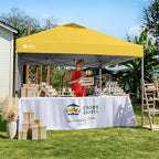 CROWN SHADES 10x10 Pop Up Canopy with 1 Side Wall - Beach Tent with One Push Setup - Outdoor Sun Shade for Events, Parties, Camping - Gazebo with STO-N-Go Cover Bag (Yellow)