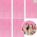 5 Pack Foil Curtain Pink Backdrop Streamers Metallic Tinsel Fringe Curtains Photo Booth Props for Birthday Wedding Engagement Bachelorette Christmas Holiday Celebration Party Decorations