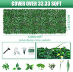 40"x120"(33.33 SQFT) Grass Wall, Artificial Boxwood Panels, Privacy Hedge Fence Screen with UV Protection, Greenery Backdrop for Indoor Home Wedding Decor and Outdoor Garden Backyard