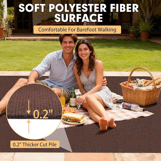 Marine Carpet,5 FT x 25 FT Brown Indoor Outdoor Carpet 0.2" Thick Boat Carpet with Water-Proof TPE Backing, Non-Slide Outdoor Marine Carpet Roll for Home, Patio, Porch, Deck