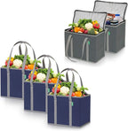 Creative Green Life Ultimate Shopping Bag 5-Pack – Reusable Grocery Box Bags (3) – Insulated Grocery Bags (2) – Premium Quality, Heavy Duty Tote Bag Set
