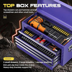 8-Drawer Rolling Tool Chest with Lock, Detachable Tool Cabinet Cart with Wheels, High-Capacity Mechanic Tool Organizer for Garage Workshop Warehouse Storage(Purple)
